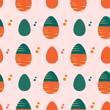 Easter seamless repeating pattern with eggs and dots. Background or texture for fabric, wallpaper, textile, apparel, wrapping, scrapbooking, tags, cover, cards, invitation