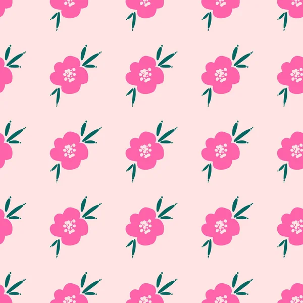 Pembe arka planda pembe çiçekli kusursuz tekrarlayan desen. Kumaş, duvar kağıdı, tekstil, giysi, ambalaj, hatıra defteri, etiket, kapak, kartlar, davetiye