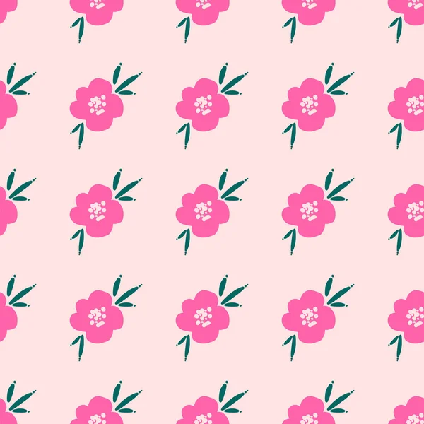 Zökkenőmentes Ismétlődő Minta Rózsaszín Virágok Rózsaszín Háttér Háttér Vagy Textúra — Stock Vector