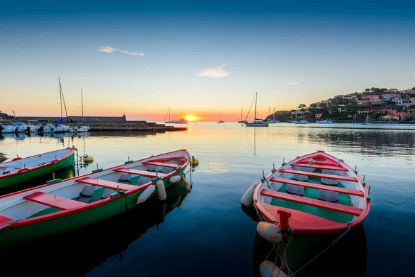 Catalan Boats Collioure Sunrise Occitanie France — Stock Photo, Image
