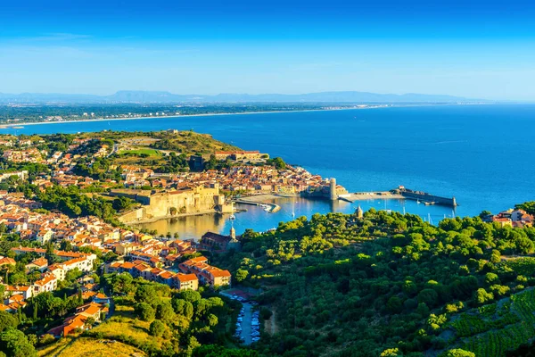 Τοπίο Της Πόλης Collioure Λιμάνι Και Θάλασσα Στο Occitanie Της — Φωτογραφία Αρχείου