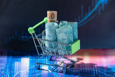 Finansal tabloda Brezilya parasıyla alışveriş arabası
