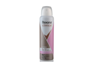 REXONA CLASSIC AIR SPRAYING DEODORANT 150ml, WHITE BACKGROUND clipart