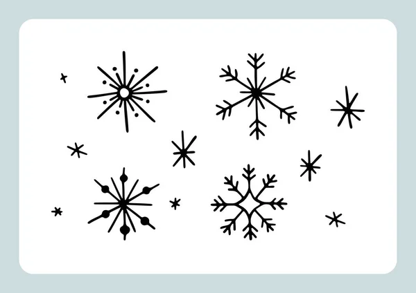 Hand Drawn Christmas Snowflakes Isolated White Winter Decorative Elements Christmas — Stock Vector