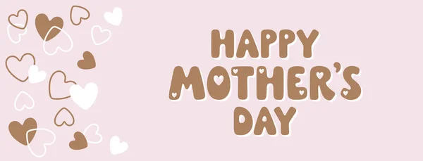 Happy Mothers Day Hand Drawn Vector Banner Hearts Lovely Background Stock Illustration