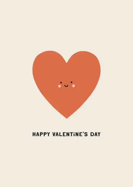 Ručně Kreslené Valentines Karty Roztomilým Úsměvem Srdce Plakát Šťastného Valentýna Royalty Free Stock Vektory