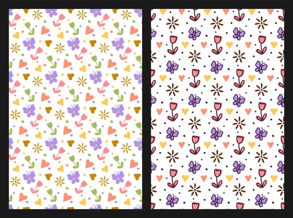 꽃같은 물감없는 귀여운 레이아웃 스타일 손으로 브러시 스트로크 그래프 디자인 — 스톡 벡터