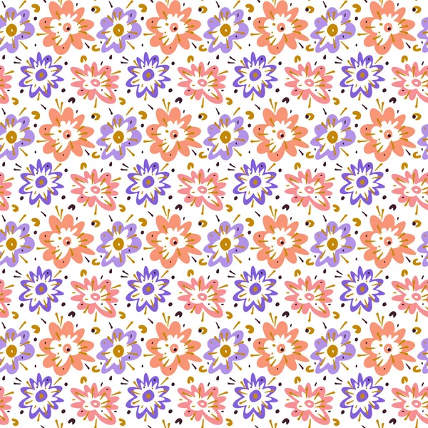 Floral Motifs Enfantins Sans Couture Ensemble Mises Page Mignonnes Doodle — Image vectorielle