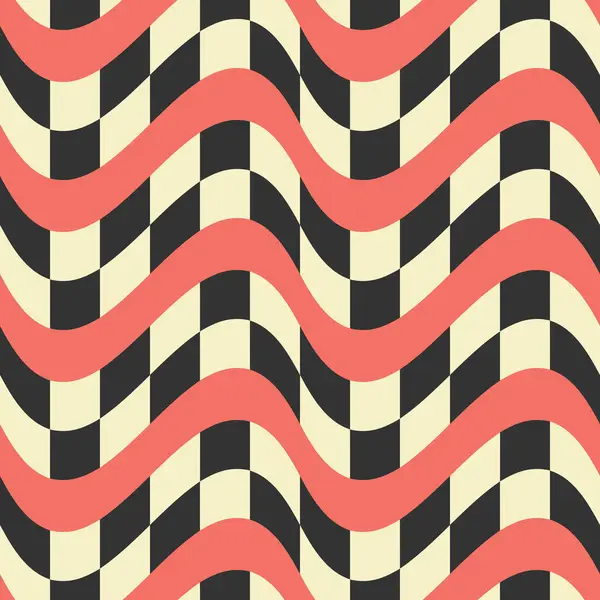 Checkered Onda Linha Abstrato Sem Costura Padrão Swatch Grelha Geométrica — Vetor de Stock