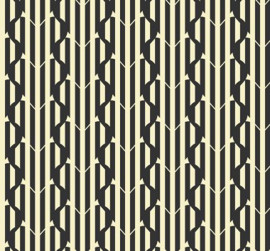 Kalp çizgileri, grafiksel süslemesiz desen, soyut yineleme arka plan. Dekoratif stil ızgarasına bayılırım. Siyah beyaz renk paleti. Vektör illüstrasyonu