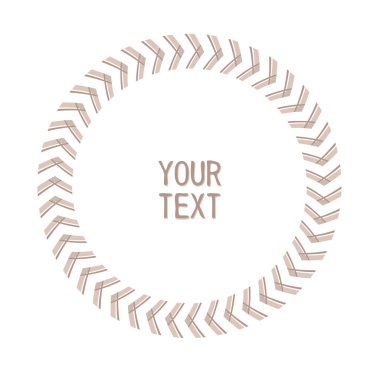 Sembol süsleme çerçevesi, 70 'lerin hipster retro tarzı, geometrik üçgen şekli, zigzag benzersiz çizgi dokusu, bej mocha gri renk paleti. Beyaz arka plan. Vektör illüstrasyonu