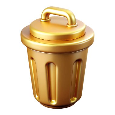 Beyaz arkaplanda izole edilmiş altın kutu 3D simgesi. 3D metal illüstrasyonunun en iyi tasviri.