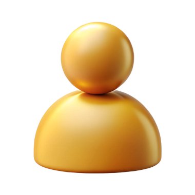 Altın kullanıcı 3D simgesi beyaz arkaplanda izole edildi. 3D metal illüstrasyonunun en iyi tasviri.
