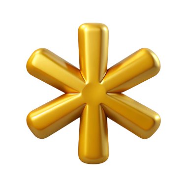 Altın yıldız 3d simgesi beyaz arkaplanda izole edildi. Yansımalı 3D parlak metal illüstrasyon konseptinin kaliteli basit canlandırması.