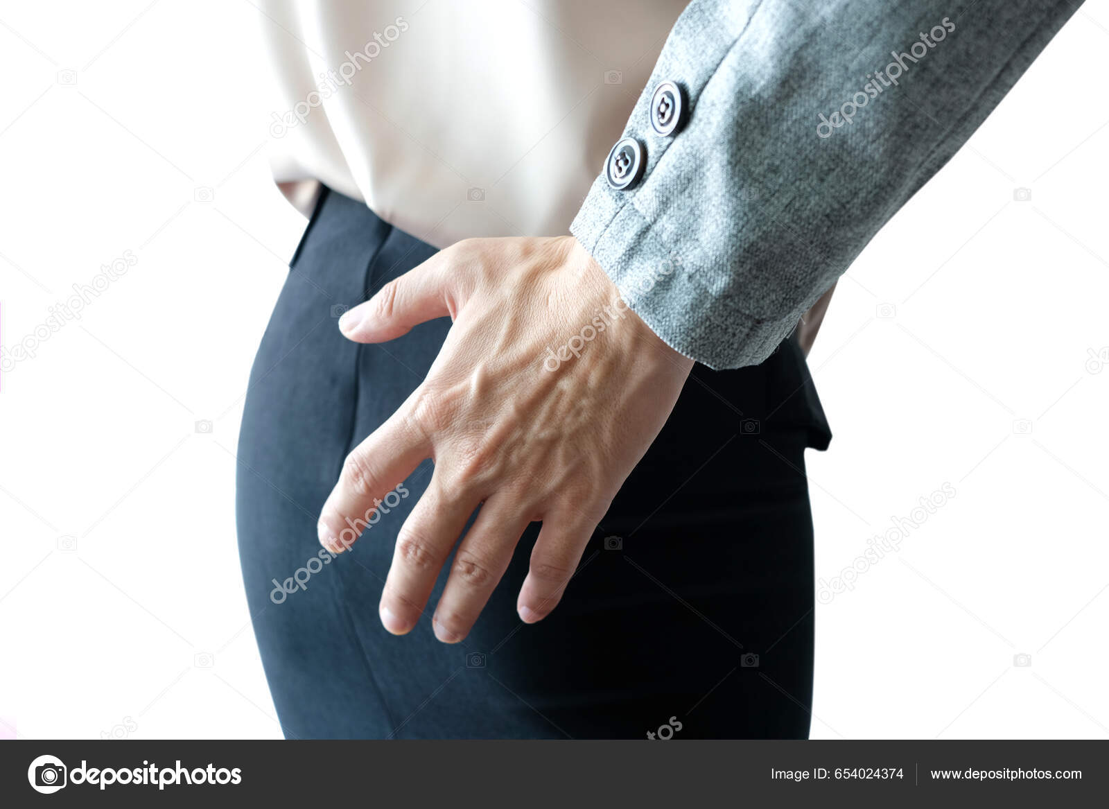 Mans Hand Catches Womans Ass Leg Office Girl Sexually Abusing Stock Photo by ©Seasonpost 654024374 image