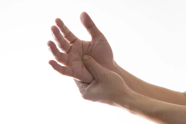 Руки Молодого Чоловіка Мають Біль Травму Пальця — стокове фото