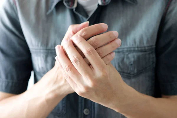 stock image Hands of computer users have pain and injury to the fingers. From Syndrome Syndrome .Health and Physical Concepts