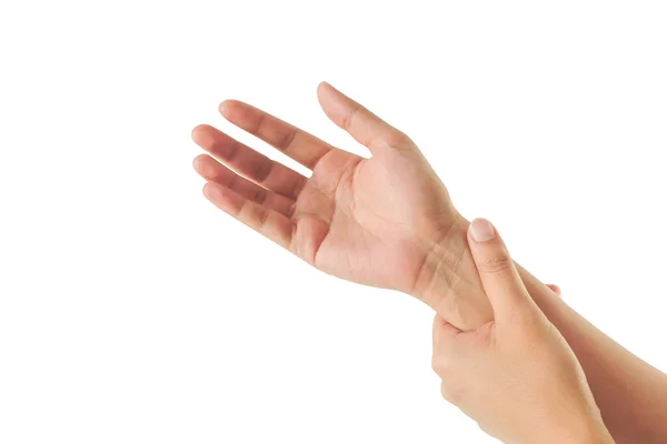 年轻人的手疼痛 手指头受伤 健康概念 — 图库照片