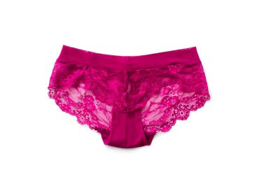 İzole edilmiş beyaz arka planda kadın kırmızı lüks iç çamaşırları.