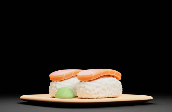 Sushi Tradicional Japonés Con Palillos Plato Madera Modelo Ilustración Imagen De Stock