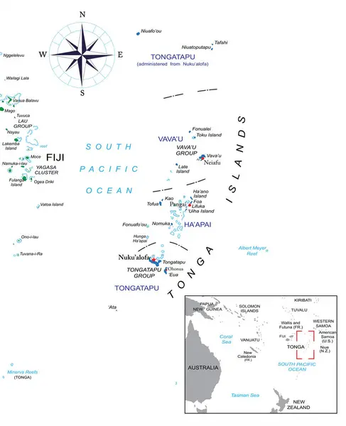 Tonga Sehr Detaillierte Politische Landkarte lizenzfreie Stockillustrationen