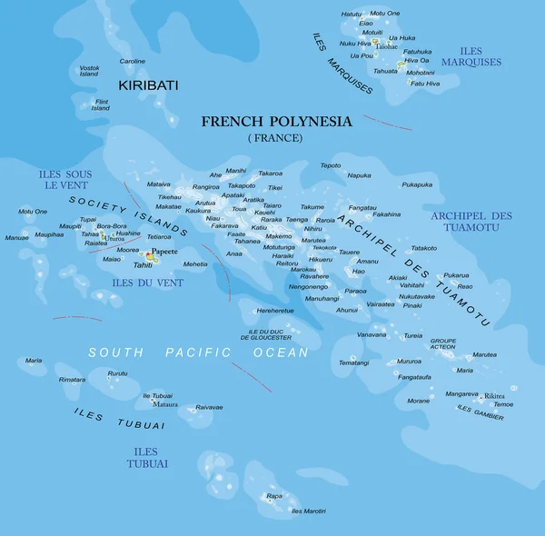 Französisch Polynesien Sehr Detaillierte Physikalische Karte Vektorgrafiken