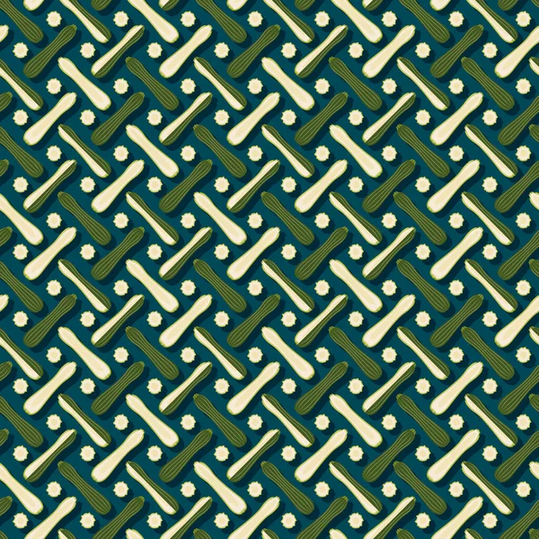 Seamless Pattern Costata Romanesco Squash Ribbed Roman Cocozzelle Courgette Marrow — Stock Vector