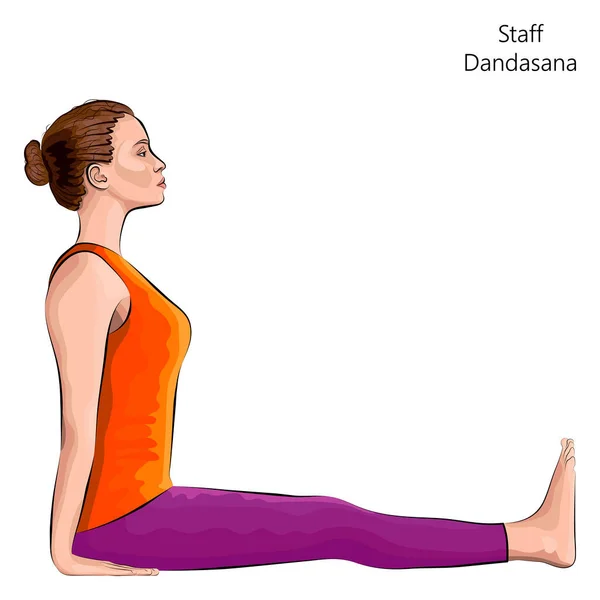 Junge Frau Die Yoga Übungen Macht Personal Pose Oder Stick — Stockvektor