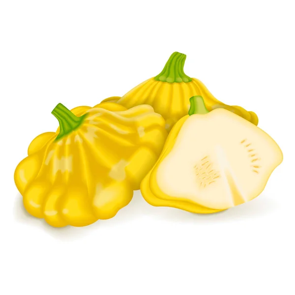 Ολόκληρο Και Μισό Από Yellow Patty Pan Σκουός Scallop Scallopini — Διανυσματικό Αρχείο