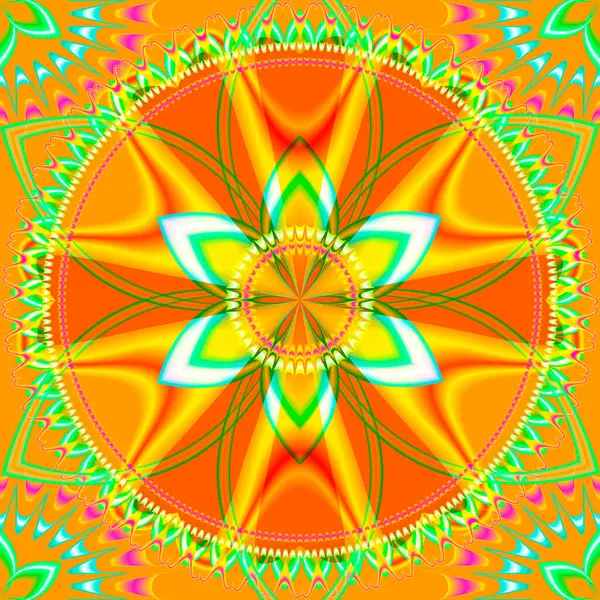 Симметричный Абстрактный Фрактальный Узор Цветочные Украшения Волшебная Мандала Фрактальный Фон — стоковый вектор