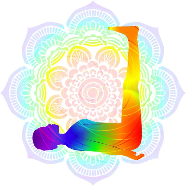 Renkli Siluet Yoga Duruşu Şelale Pozu Legs Wall Pozu Supine — Stok Vektör