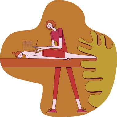 Needle Acupuncture Treatment with professional acupuncturist in spa. Chinese acupressure. SPA design concept. Isolated flat vector illustration.