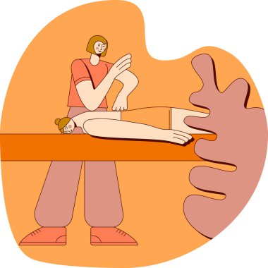 Kaplıcadaki profesyonel terapistin derin doku masajı ve kas ağrısı. Tasarım konsepti. İzole edilmiş düz vektör çizimi.