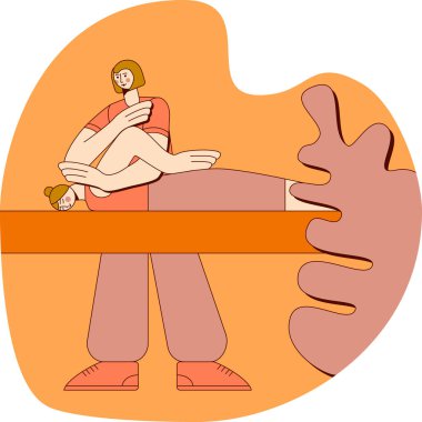 Spor masaj tekniği. Profesyonel bir terapist tarafından spa 'da kasların ve yumuşak dokuların tedavisi. Tasarım konsepti. İzole edilmiş düz vektör çizimi.