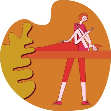 Spor masaj tekniği. Profesyonel bir terapist tarafından spa 'da kasların ve yumuşak dokuların tedavisi. Tasarım konsepti. İzole edilmiş düz vektör çizimi.