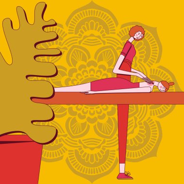 Profesyonel terapistin kaplıcadaki tetik noktası masaj terapisi. Tasarım konsepti. İzole edilmiş düz vektör çizimi.