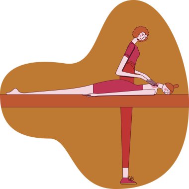 Profesyonel terapistin kaplıcadaki tetik noktası masaj terapisi. Tasarım konsepti. İzole edilmiş düz vektör çizimi.