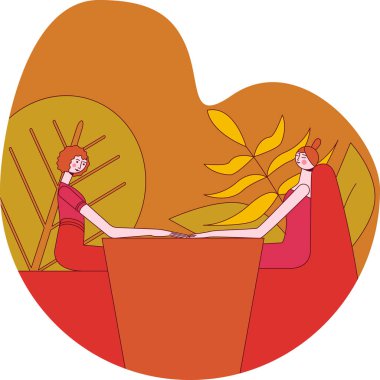 Manikür ve el masajı teknikleri. Spa 'daki profesyonel manikürcü tarafından. SPA tasarım konsepti. İzole edilmiş düz vektör çizimi.