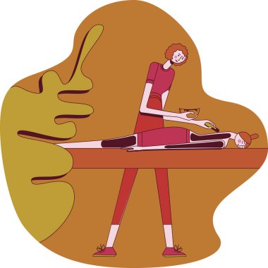 Vücut ambalajı ve termal kaplama. Profesyonel terapistin spa 'daki tedavileri. SPA tasarım konsepti. İzole edilmiş düz vektör çizimi.