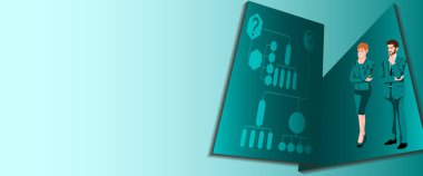 Karar ağacı şeması karar verme sürecindeki sorunları ve fırsatları tanımlamak için. Düz. Dikdörtgen şablon. Vektör illüstrasyonu.