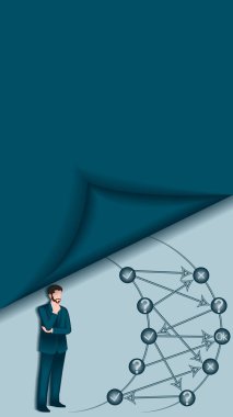 Karar ağacı şeması karar verme sürecindeki sorunları ve fırsatları tanımlamak için. 2D Dikey Şablon. Vektör illüstrasyonu.