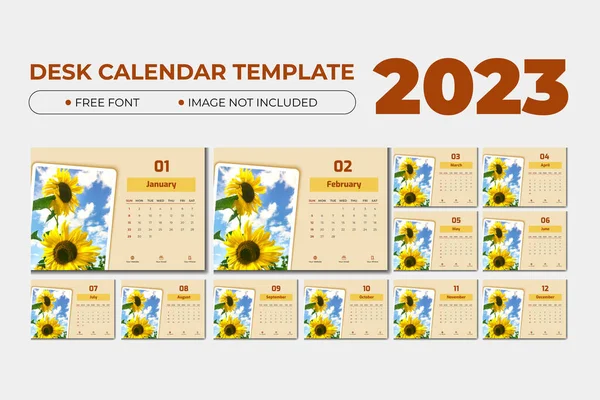 2023 Tischkalender Vorlage Mit Pastellgelber Farbe lizenzfreie Stockvektoren