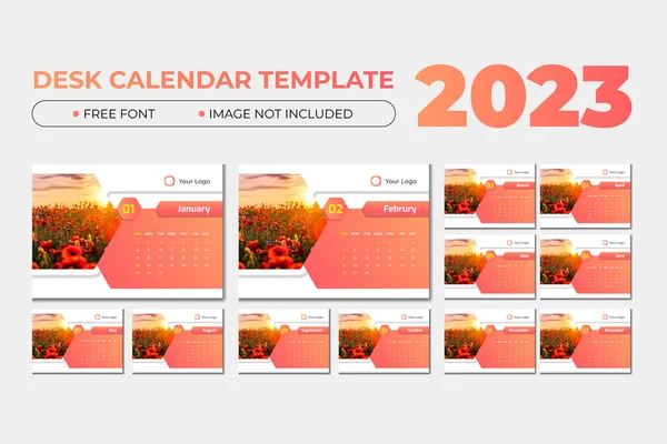 Plantilla Calendario Sunset 2023 Vector De Stock