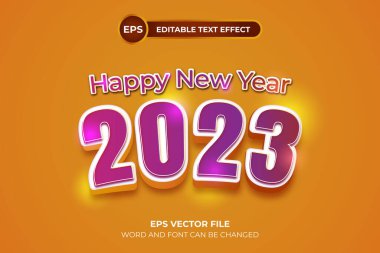 Mor ve turuncu 2023 metin efekti şablonu