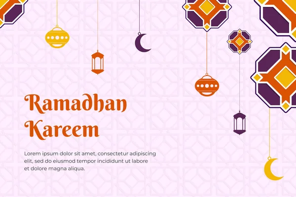 Cartel Para Ramadan Kareem Con Patrón — Vector de stock