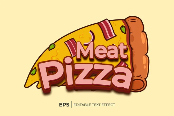 Kreskówkowy Wizerunek Pizzy Tytułem Mięsna Pizza — Wektor stockowy
