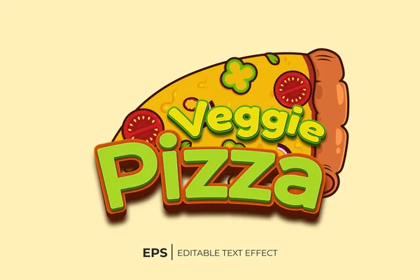 Логотип Стиле Мультфильма Пиццы Словами Вегетарианская Пицца — стоковый вектор