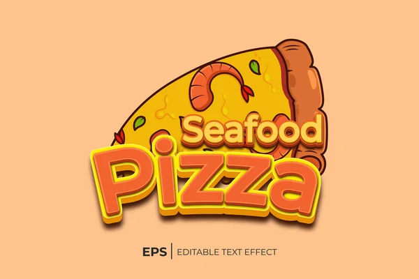 Kreskówkowa Ilustracja Pizzy Słowami Pizza Owoców Morza — Wektor stockowy