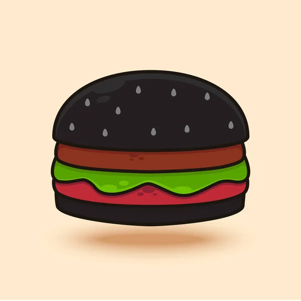 Illustrazione Hamburger Nero Vettoriale — Vettoriale Stock