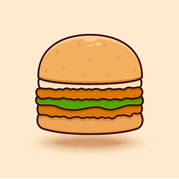 Vektorhähnchen Burger Food Illustration — Stockvektor